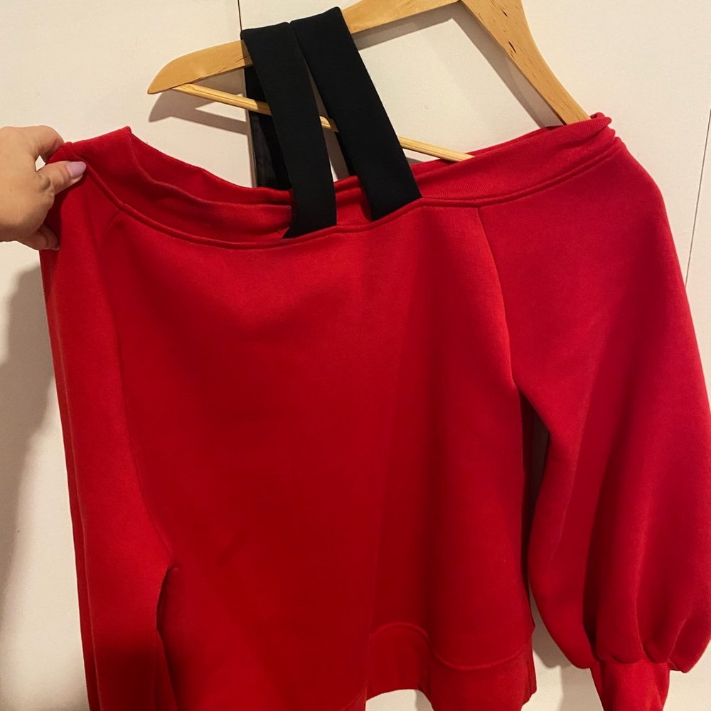 Red Sonia Drop-Shoulder Sweater